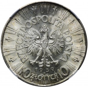 Pilsudski, 10 złotych 1939 - NGC MS64