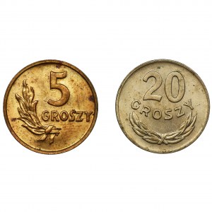 Zestaw, 5 i 20 groszy 1949 (2 szt.)