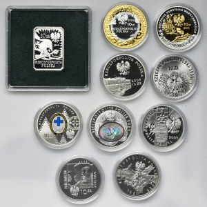 Zestaw, Srebrne monety kolekcjonerskie 10 złotych (10 szt.)