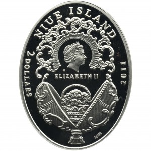 Niue, Elżbieta II, 2 dolary 2011 Mennica Polska - Carskie Jaja Faberge, Jajo bratkowe