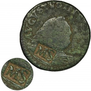 Sapieha dominial token, Augustus III of Poland, Groschen 1755 - MS countermark