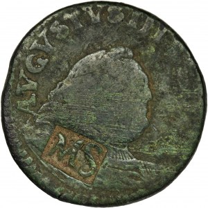 Sapieha dominial token, Augustus III of Poland, Groschen 1755 - MS countermark