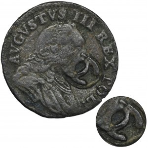 Dominial token, Augustus III of Poland, Schilling Grünthal 1751 - countermark intertwined letters C