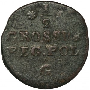 Dominial token of Sapieha or Sanguszków, Poniatowski, 1/2 Groschen 1766 - countermarkS