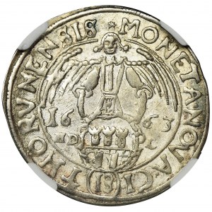 Jan II Kazimierz, Ort Toruń 1663 HDL - NGC MS62 - koronkowy kołnierz