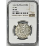 John II Casimir, 1/4 Thaler 1663 HDL - NGC MS62