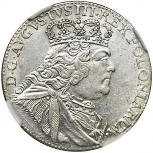 Augustus III of Poland, 1/4 Thaler Leipzig 1754 EC - NGC AU58