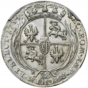 Augustus III of Poland, 1/4 Thaler Leipzig 1754 EC - NGC AU58