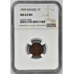 Wolne Miasto Gdańsk, 1 fenig 1929 - NGC MS63 BN