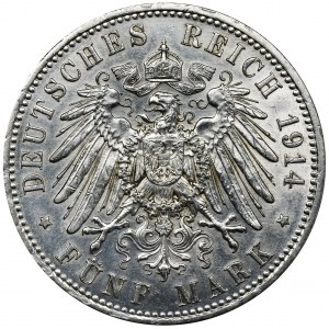 Germany, Prussia, William II, 5 Mark Berlin 1914 A