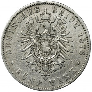 Germany, Hamburg, 5 Mark 1876 J