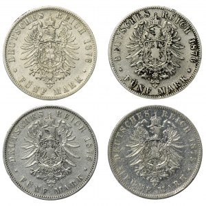 Germany, Kingdom of Prussia, Wilhelm I, 5 Mark (4 pcs.)