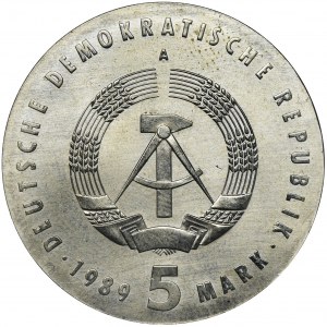 Germany, DDR, 5 Mark Berlin 1989 - Ossietzky