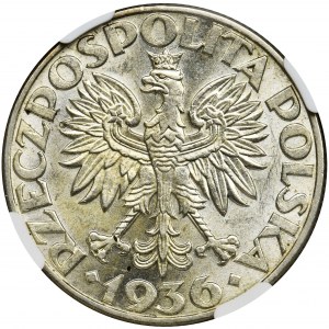 Żaglowiec, 5 złotych 1936 - NGC MS62