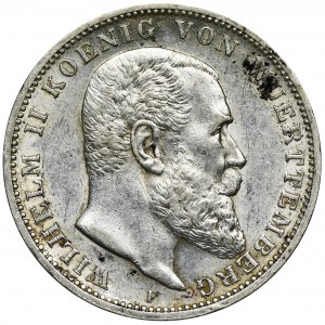 Germany, Württemberg, Wilhelm II, 3 Mark Stuttgart 1910 F