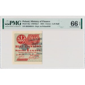 1 grosz 1924 - BH ❉ - lewa połowa - PMG 66 EPQ