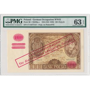 100 złotych 1934 - C.Y. - przedruk okupacyjny - PMG 63 EPQ - RZADKI I PIĘKNY