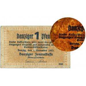 Danzig 1 pfennig 1923 November - unknown watermark inverted Koga