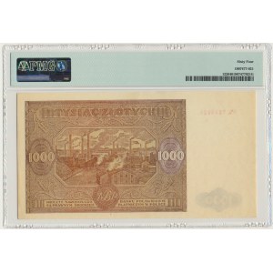 1.000 złotych 1946 - Wb z kropką - PMG 64 - rzadka seria zastępcza