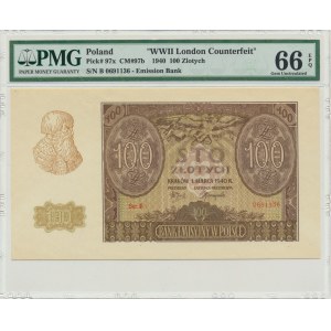 100 złotych 1940 - ZWZ - B - PMG 66 EPQ