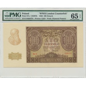 100 złotych 1940 - ZWZ - B - PMG 65 EPQ