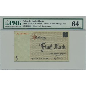 5 marek 1940 - PMG 64 - papier kartonowy - RZADKIE