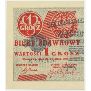 1 grosz 1924 - AO - lewa połowa -