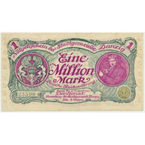 Gdańsk, 1 milion marek 08 Sierpnia 1923 - num. 5 cyfrowa z ❊ nieobróconą