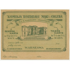 Warszawa, Komisja Rozdziału Mąki i Chleba, kartka żywnościowa na macę 1916 (zielona)