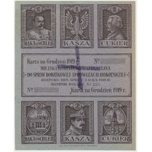 Warszawa, kartka żywnościowa 1919 / zezwolenie stałe 1920