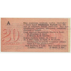 Łódź, Urząd Starszych Zg. Kupców, 20 kopiejek (1914) - wystawca stemplem - A