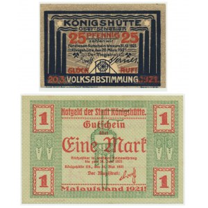 Królewska Huta, zestaw bonów plebiscytowych 1921 (2 sztuki)