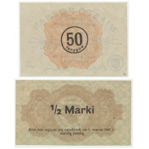 Wągrowiec i Poznań, 50 fenigów i 1/2 marki (2szt.)