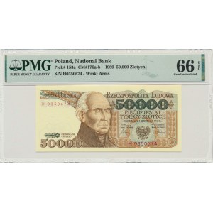 50.000 złotych 1989 - H - PMG 66 EPQ - rzadsza