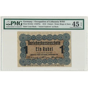Posen, 1 ruble 1916 - short clause (P3c) - PMG 45 EPQ