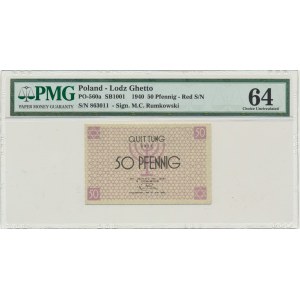50 pfennig 1940 red numerator - PMG 64