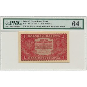 1 marka 1919 - I Serja BL - PMG 64