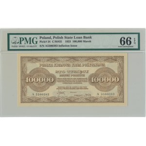 100.000 marek 1923 - A - PMG 66 EPQ - PIĘKNY