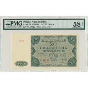 20 złotych 1947 - B - PMG 58 EPQ