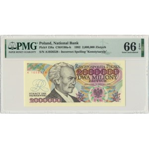 2 miliony złotych 1992 - A - Konstytucyjy - PMG 66 EPQ