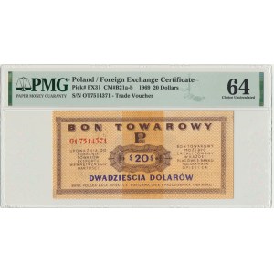 Pewex, 20 dolarów 1969 - Ot - PMG 64 - NIEZNANY