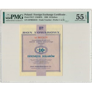 Pewex, 10 dolarów 1960 - Df - z klauzulą - PMG 55