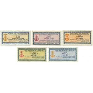 Zestaw marynarskich bonów towarowych Baltona 1 - 20 centów 1973 (5 szt.)