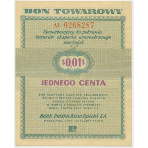 Pewex, 1 cent 1960 - Al - bez klauzuli -