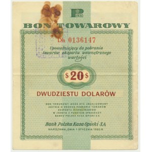 Pewex 20 dolarów 1960 - Dh - z klauzulą