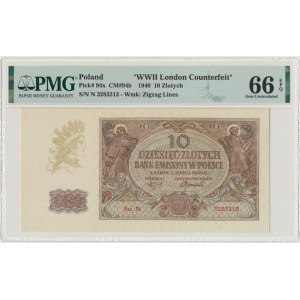 10 złotych 1940 - N - PMG 66 EPQ - London Counterfeit