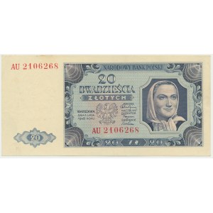 20 złotych 1948 - AU - duże litery serii - RZADKA