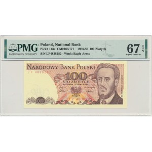 100 złotych 1986 - LP - PMG 67 EPQ - pierwsza seria rocznika