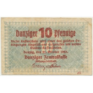 Gdańsk 10 fenigów 1923 Październik - znw. ZYGZAKI