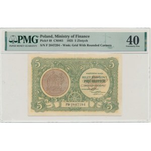 5 złotych 1925 - F - PMG 40 - ładny